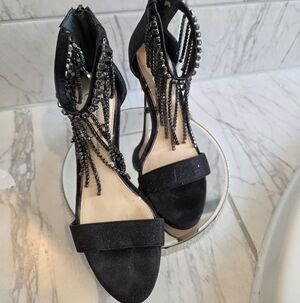 Jessica Simpson Black Beaded Heels